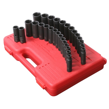 Sunex 1/2" Drive 29 Piece SAE and Metric Deep Impact Socket Set 5153DD